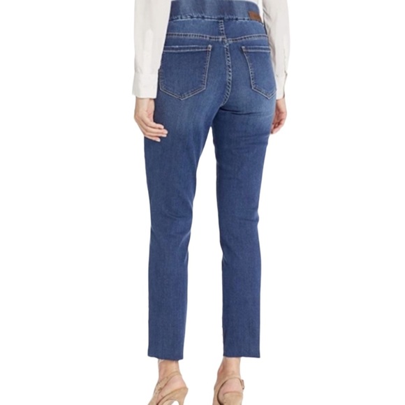 Jag Pull On High Rise Slim Ankle Length Jeans 16 Pearl Details Raw Hem Stretchy - Picture 2 of 9